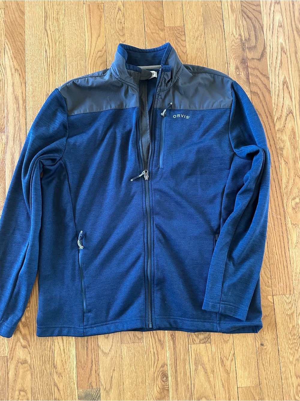 Orvis Men's Royal Blue and Charcoal Lightweight Zip Jacket